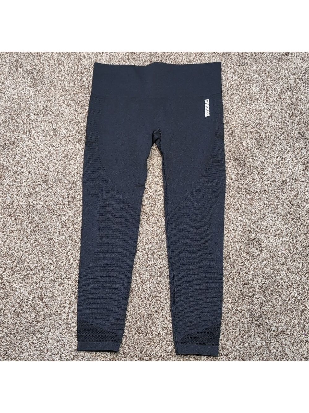 Gymshark Black Leggings with Eyelet Holes At Hems Large